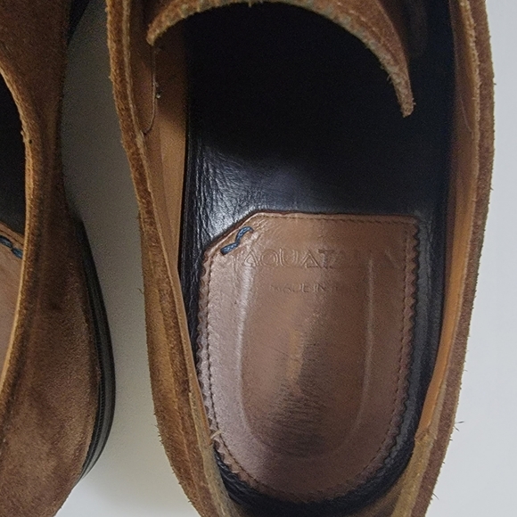 Aquatalia Mens 11 Handmade Italy Brown Suede Leather Oxford Lace Shoe - Picture 8 of 14